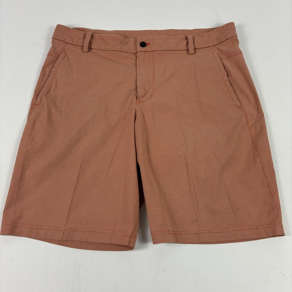 Lululemon Shorts Mens 38 Orange Microfiber Chino Stretch 11 Inseam Casual